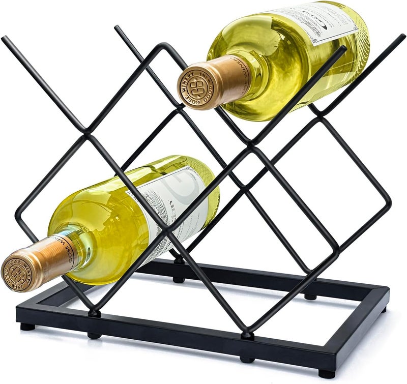 MCSAPIL Small Wine Racks Countertop(5 Bottle Capacity),Metal Wine Bottle Holder Modern Black for Home Kitchen Bar,Tabletop Wine Rack for Cabinet, Pantry, Wine Bottle Storage - Image 1
